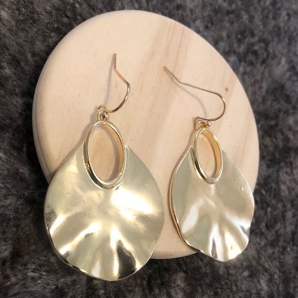 Ally Gold Hammered Teardrop Earrings - Picture 2 of 3